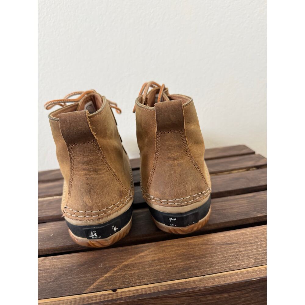 SOREL Out N About Waterproof Brown Leather & Rubber Lace Up Duck Boots Size 9 - Picture 2 of 6
